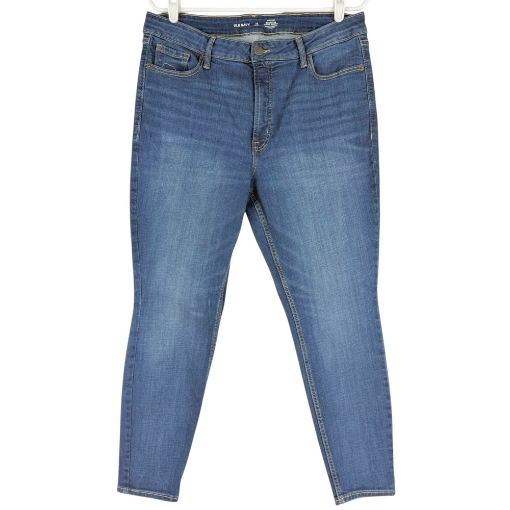 Old Navy Women's High-Rise Rockstar Super Skinny Blue Denim Jeans Size 14 Short